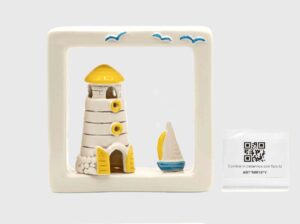 Cornice in ceramica con faro